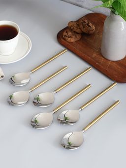 VarEesha - Gold Hammered Steel Head Table Spoons (Pack of 6)