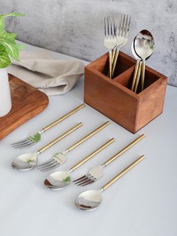 VarEesha - Gold Hammered Steel Head Cutlery - Spoons & Forks