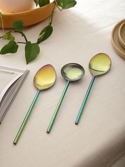 VarEesha - Colorsplash Rainbow Handle Steel Head Serving Spoons (Pack of 3)