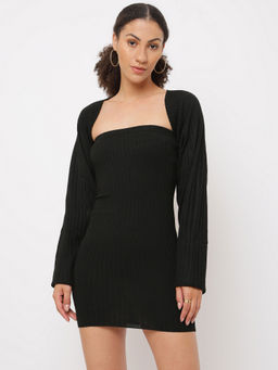 Missguided - Recycled Black Rib Knit Bolero Shrug And Mini Dress Co Ord Set 2