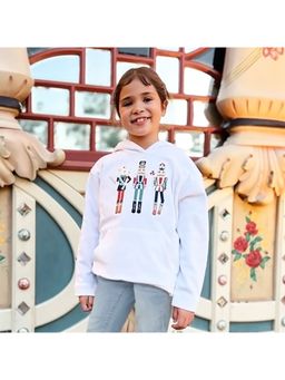 CHERRY CRUMBLE BY NITT HYMAN - Unisex White Applique Polycotton Animal Land Sweatshirt