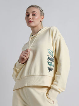 Puma - Classics Brand Love Hoodie Womens Yellow Sweatshirt