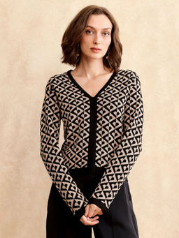 RAREISM - Dortyol Black Jacquard Regular Sweater