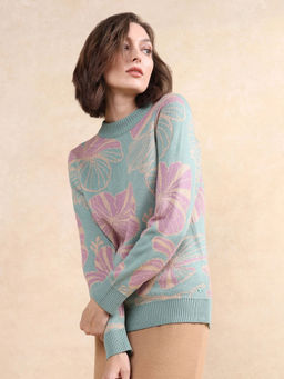 RAREISM - Lakent Light Blue Jacquard Regular Sweater