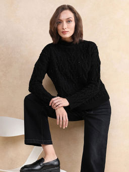 RAREISM - Osmaniye Black Solid Relaxed Sweater