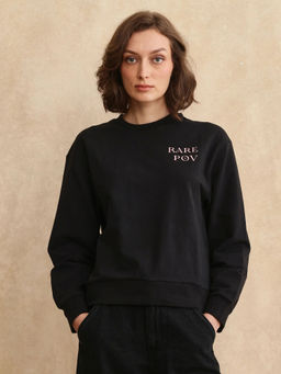 RAREISM - Swoze Black Graphic Print Relaxed Sweatshirt