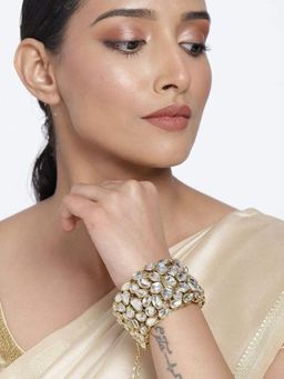 Accessher - Traditional Gold Plated Kundan Embedded Statement Bracelet