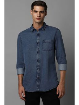 Allen Solly - Men Navy Solid Full Sleeves Casual Shirt