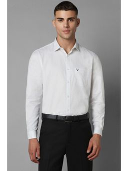 Allen Solly - Men White Slim Fit Self Design Full Sleeves Formal Shirt