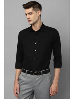 Louis Philippe - Men Black Slim Fit Solid Full Sleeves Formal Shirt
