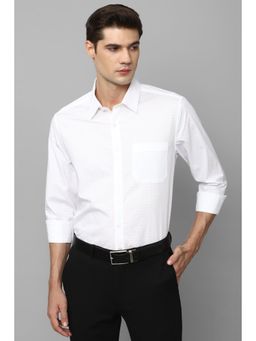 Louis Philippe - Men White Slim Fit Self Design Full Sleeves Formal Shirt
