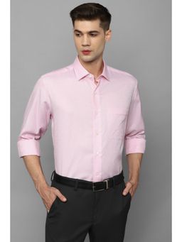 Louis Philippe - Men Pink Regular Fit Self Design Full Sleeves Formal Shirt