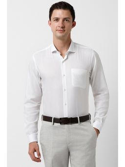 Peter England - Men White Slim Fit Formal Full Sleeves Formal Shirt