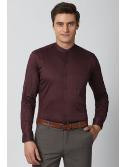 Peter England - Men Maroon Regular Fit Formal Full Sleeves Formal Shirt