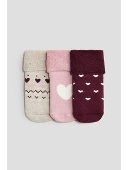 H&M - Girls Multi-Color 3-Pack Terry Socks