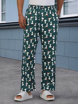 Bewakoof - Official Peanuts Men's Green All Over Printed Pyjamas