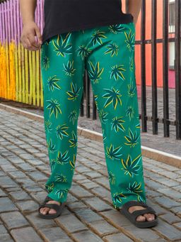 Bewakoof - Men's Green All Over Printed Plus Size Pyjamas