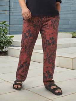 Bewakoof - Official Marvel Men's Brick Red Avengers All Over Printed Plus Size Pyjamas