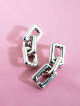 Kazo - Silver Rectangular Chain Earrings