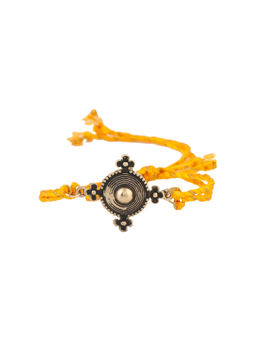 Estele - Gold Plated Antique Designer Rakhi with Fancy Silk Thread