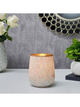 HomeTown - Phiona Glass Textured Handcrafted Vase 9 Cm in White Colour