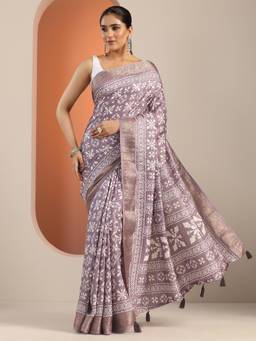 Libas - Mauve Saree With Unstitched Blouse For Women