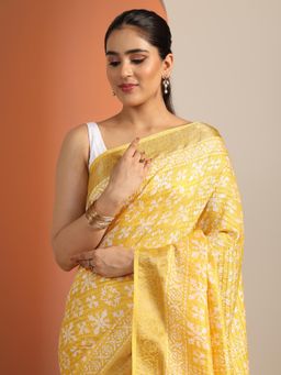 Libas - Yellow Saree With Unstitched Blouse For Women