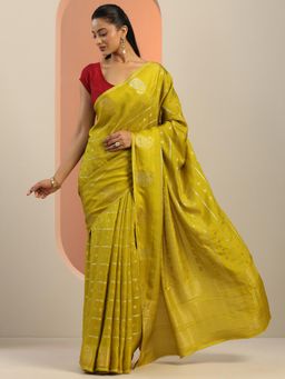 Libas - Green Paisley Woven Design Saree With Unstitched Blouse Piece