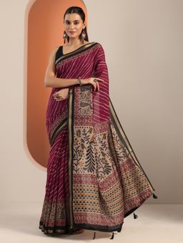 Libas - Maroon Saree With Unstitched Blouse For Women