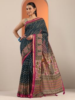 Libas - Teal Saree With Unstitched Blouse For Women