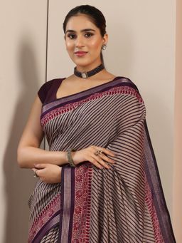 Libas - Purple Saree With Unstitched Blouse For Women