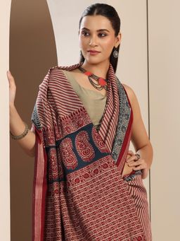 Libas - Red Saree With Unstitched Blouse For Women