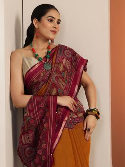 Libas - Mustard With Unstitched Blouse For Women
