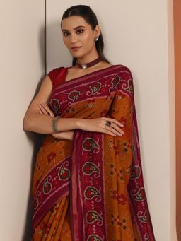 Libas - Mustard Saree With Unstitched Blouse For Women