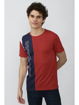 Peter England - Men Maroon Crew Neck T-Shirt