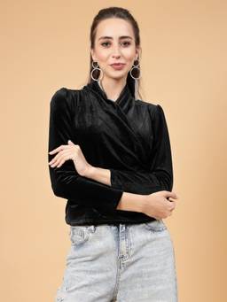 Mafadeny - Women Winter Wear Black Stylised & Cosy Top