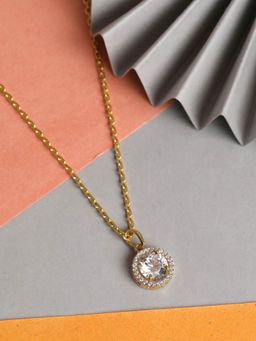 CLARA - 925 Silver Gold Rhodium Plated Swiss Zirconia Talia Pendant Chain Necklace for Women