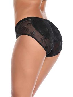 BRACHY - Women Black Butt Lifter Low Waist Seamless Padded Butt Hip Enhancer Shaper Panties