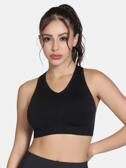 Zivame - Zelocity Medium Impact Seamless Sports Bra - Jet Black