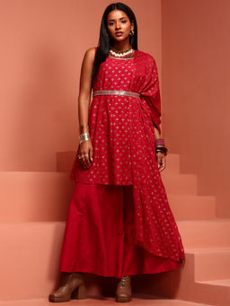 Imara - Red Printed Kurta (Set of 4)