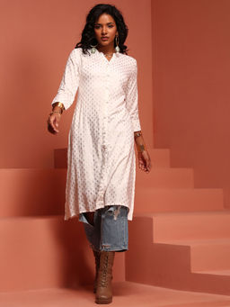Imara - White Printed Asymmetric Kurta