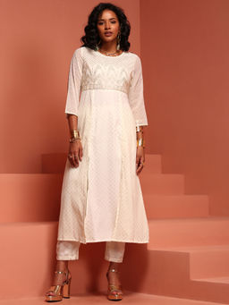 Imara - Off-White Kalidar Printed Kurta (Set of 2)