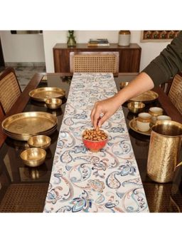 Akira Furnishings - Introducing Our Beige Blue Grey Traditional Design Table Runner