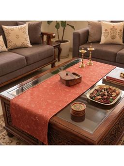Akira Furnishings - Whimsical Maroon Dandelion Table Runner For Centerpieces Decor