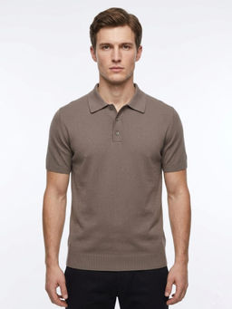 DESIGN ELEMENTS - Men Brown Casual Short Sleeves Polo T-Shirt