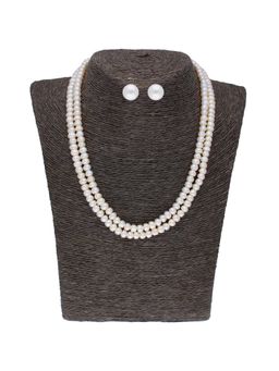 Sri Jagdamba Pearls - 2 String White Pearl Necklace Set