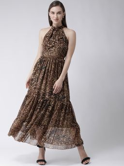 KASSUALLY - Brown Printed Maxi Dress