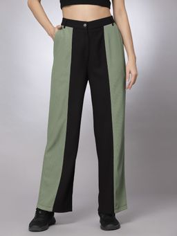 KASSUALLY - Green Colourblocked Trouser