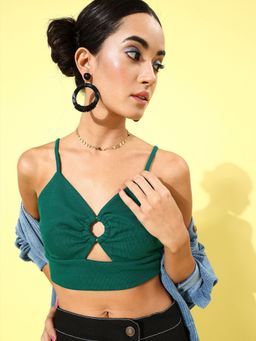 KASSUALLY - Bottle Green Crop Top