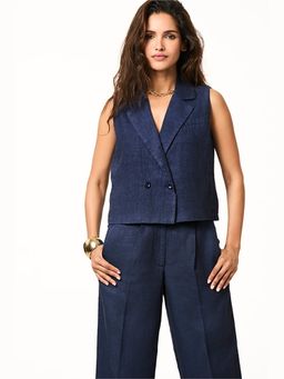 TERRA LUNA - Kira Linen Blue Waist Coat